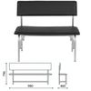 COMFORUM / Bench with back "Astrid", 980x460x796 mm, gray frame, black leatherette