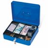 Box for money, valuables, documents, stamps, 90x240x300 mm, key lock, blue, BRAUBERG