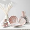 Доляна / Doliana / Table service "Marble", 24 items: plates 19/21 × 3.5 / 24 cm, a pair of tea 200 ml, pink