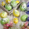 Kaemingk / Easter decorations Eggs with ribbons - Happy Easter 4-6 cm, 12 pcs, pendant