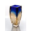 Гусевской Хрустальный завод / Crystal flower vase "Marta" engraved amber-blue