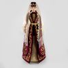 Asik / Кукла Осетинка в бордовом костюме, узоры выполнены техникой золотная вышивка, 34 см