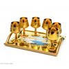Gift wine set from zirconium "TULIP" with a tray in a gift box of wood