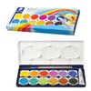 Watercolor STAEDTLER (Germany), 12 colors + white, with brush, plastic box