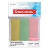 Bookmark adhesive BRAUBERG PASTEL, paper, 76х25 mm, 3 colors x 100 sheets assorted Euro slot