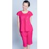 Pajamas women's fuchsia in flowers with elongated shorts