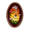 Сувениры из Н.Тагила / Souvenirs de N. Tagil / Imán de recuerdo "Oval-mini. Rosa sobre burdeos", 8x12 cm
