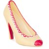 Sculpture of white chocolate "Shoe" with red and white decor