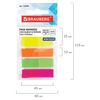 Bookmark adhesive BRAUBERG NEON, plastic, 3 colors x 45х12 mm + 1 color x 45х26 mm, 25 sheets