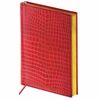 Diario semi-fechado A5 (138x213 mm) BRAUBERG "Cocodrilo", bajo piel de cocodrilo, 192 hojas, crema. bloque, corte de oro, rojo