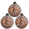 Kaemingk / Set Glaskugeln Schneebedeckter Ast 8 cm Schokoladentrüffel, 3 Stück