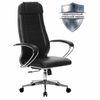 МЕТТА / Office chair "K-29" chrome, leather, soft seat and back, black