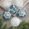 Kaemingk / Set de boules de verre Blason de Neige 8 cm, 6 pcs