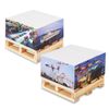 BRAUBERG / Self-adhesive block (sticker), 76x76 mm, 400 sheets, white, container design, on a wooden stand