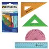 Set drawing small BRAUBERG "Crystal" (ruler 15 cm, 2 triangles, protractor), colored