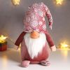 Сималенд / Interior doll "Santa Claus in a pink velvet overalls and a cap with flowers"