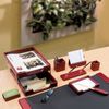 The table set BESTAR "Saturn" solid wood (beech), 9 items, color "red"