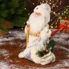 Зимнее волшебство / Doll "Santa Claus, in a white fur coat, with a staff and a bag"