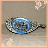 Bird Tray - blue painting on silver