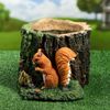 Керамика ручной работы / Figured planter "Stump with a squirrel" 20 cm