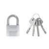 Padle padlock, 40 mm wide, chrome steel, d-7 mm arch, Finnish, 4 keys, MATRIX