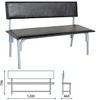 COMFORUM / Bench with back "Astrid", 1200x470x796 mm, gray frame, black leatherette