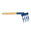 4-prong rake twisted with wooden handle