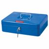 Box for money, valuables, documents, stamps, 90x240x300 mm, key lock, blue, BRAUBERG