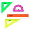 Zeichenset klein PIFAGOR (Lineal 16 cm, 2 Dreiecke, Winkelmesser), Neon, Euroaufhänger