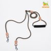 Пижон / Dude / Leash 8 mm with a collar for 2 dogs, 73 + 2x57 cm, polyester and genuine leather, beige