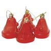 FUNNY CHOROVER / Christmas tree ornaments pendant "Bells", SET of 4 pcs., 6.5 cm, plastic, translucent, red