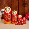 Matryoshka "Golden Khokhloma" 9 dolls, red scarf 20 cm