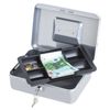 Box for money, valuables, documents, stamps, 90x180x250 mm, key lock, silver, BRAUBERG