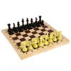 GamesDealer / Chess "Ivanhoe" everyday (plastic) with a wooden chessboard and checkers, king height 71 mm