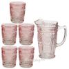 Kaemingk / Robertino water set: jug + 5 glasses, soft pink, glass
