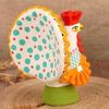 Дымковская глиняная игрушка / Figurine "Painted turkey with a blue tail"