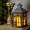 Kaemingk / Wooden lantern Woodland with led candles 42 * 24 cm brown, battery operated