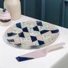 Доляна / Dolyana / Cake bowl with a spatula "Pink marble", d = 30 cm, spatula 26.5 × 7 × 2 cm