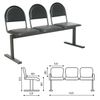 Three-section visitor armchair "Troika", 835х1420х520 mm, black frame, black leatherette