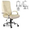 Office chair "Orion", leather, chrome, monolithic frame, beige K-21