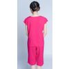 Pajamas women's fuchsia in flowers with elongated shorts