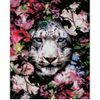 Опт-картина / Diamond mosaic, 40x50, square rhinestones Snow leopard with flowers