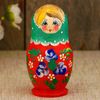 Matryoshka "Blue flowers" 3 dolls, green scarf