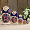 La matrioshka "gzhel" 5 de muñecas de paño azul