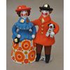 Дымковская глиняная игрушка / Figurine "Lady and Cavalier with a Dog"