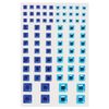 Strass autocollants "Carré", 6-15 mm, 80 pcs., Bleu / bleu clair, soutenu, ÎLE AU TRÉSOR
