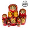 Matryoshka "Flowers" 5 dolls, brown shawl