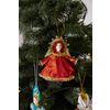 Потешный промысел / Christmas tree toy made of porcelain "Angel red dress"