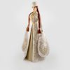 Asik / Collectible Ossetian doll in a white velvet dress, beaded embroidery, 35 cm