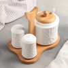 Доляна / Doliana / Crackle spice set, 3 items: salt shaker, pepper shaker, sugar bowl, on a stand